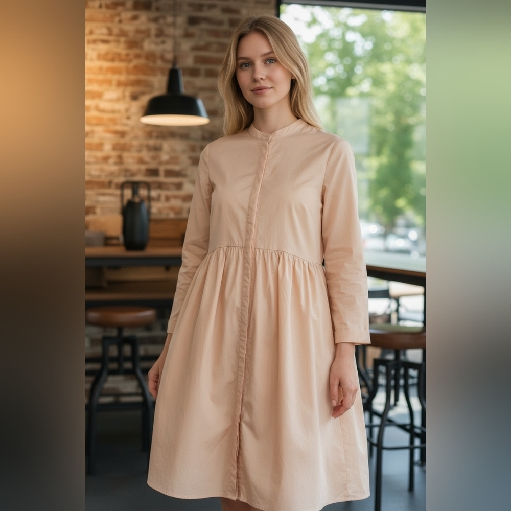 Tuckernuck Beige Long Sleeve Dress/size M/100% cotton
